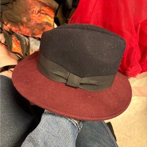 Charlotte Russe Black and Burgundy Fedora Hat